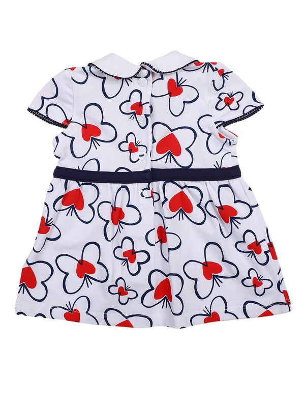 Girls Medium Red Printed Dress with Panties image number 1